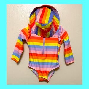 Eddie Bauer Kids Rainbow Striped Swim One Piece